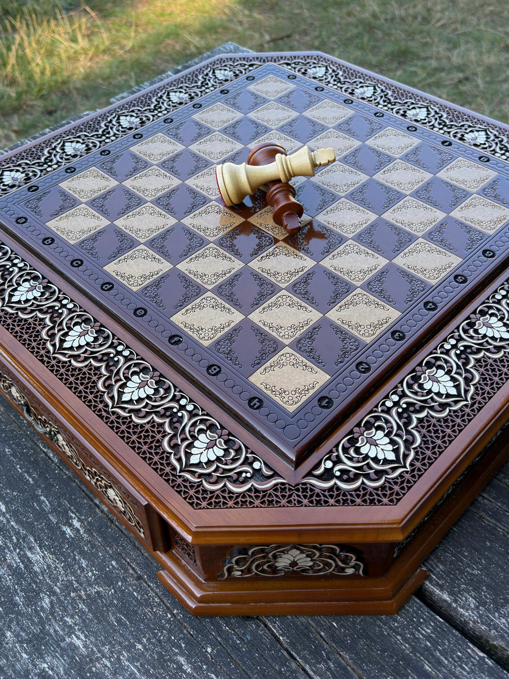 Artisan Handcrafted Octagonal Wooden Chess Set