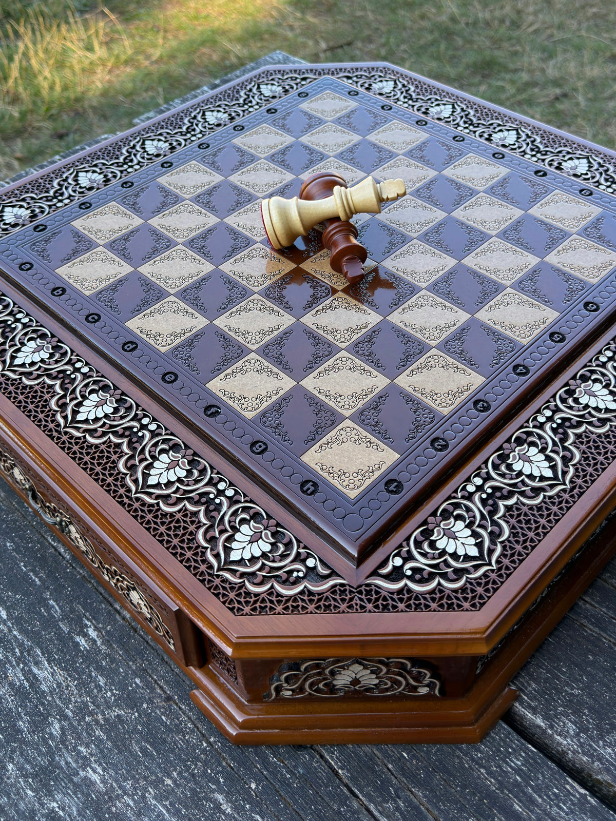 Artisan Handcrafted Octagonal Wooden Chess Set