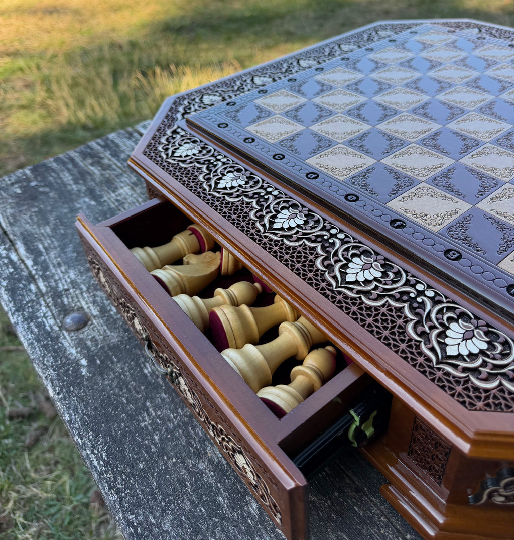 Artisan Handcrafted Octagonal Wooden Chess Set
