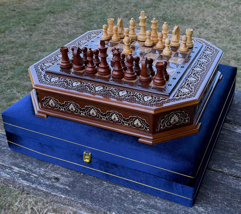 Artisan Handcrafted Octagonal Wooden Chess Set