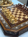 Artisan Handcrafted Octagonal Wooden Chess Set