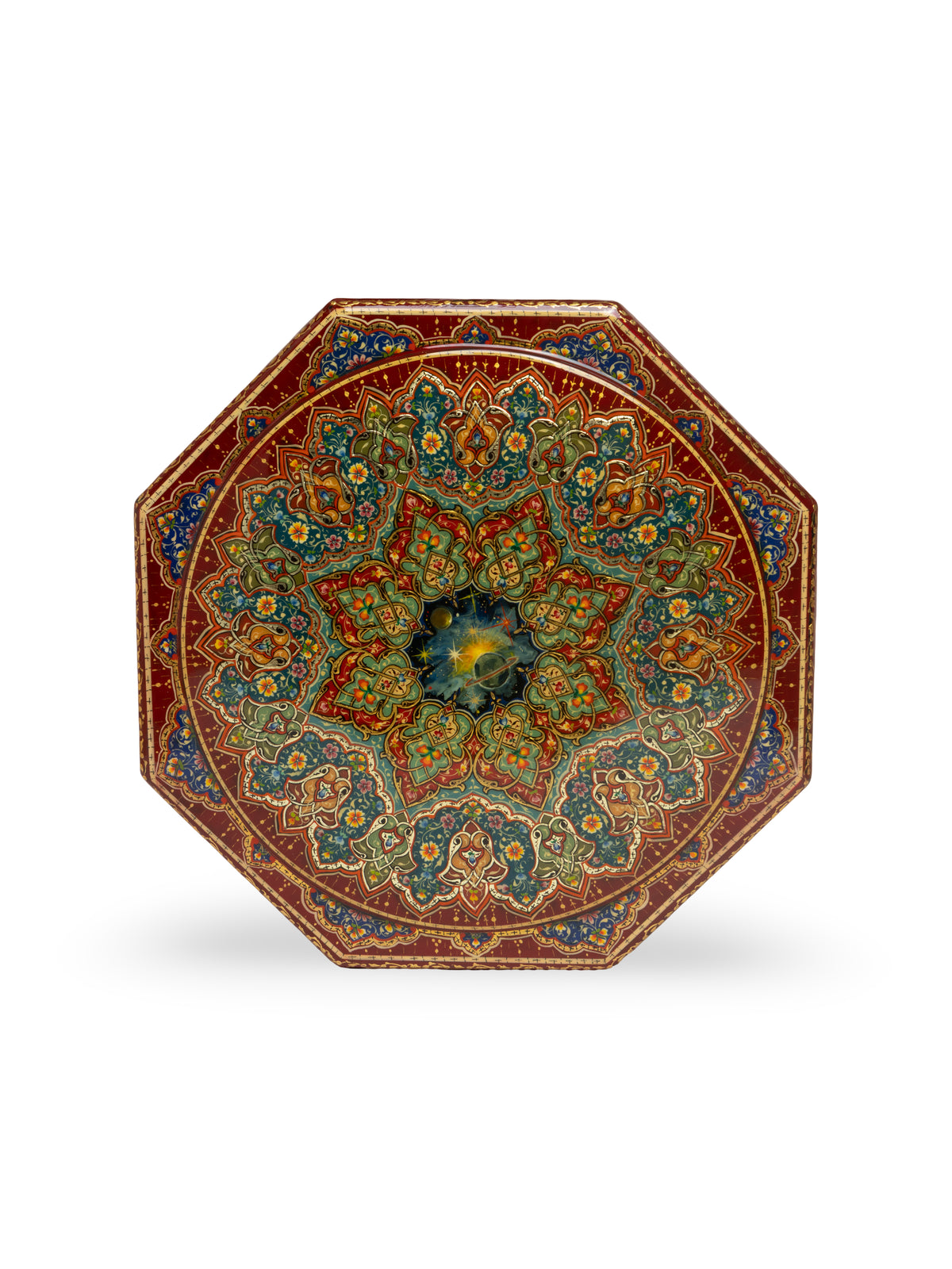 The Octagon Hand-Painted Papier-Mâché Jewelry Box