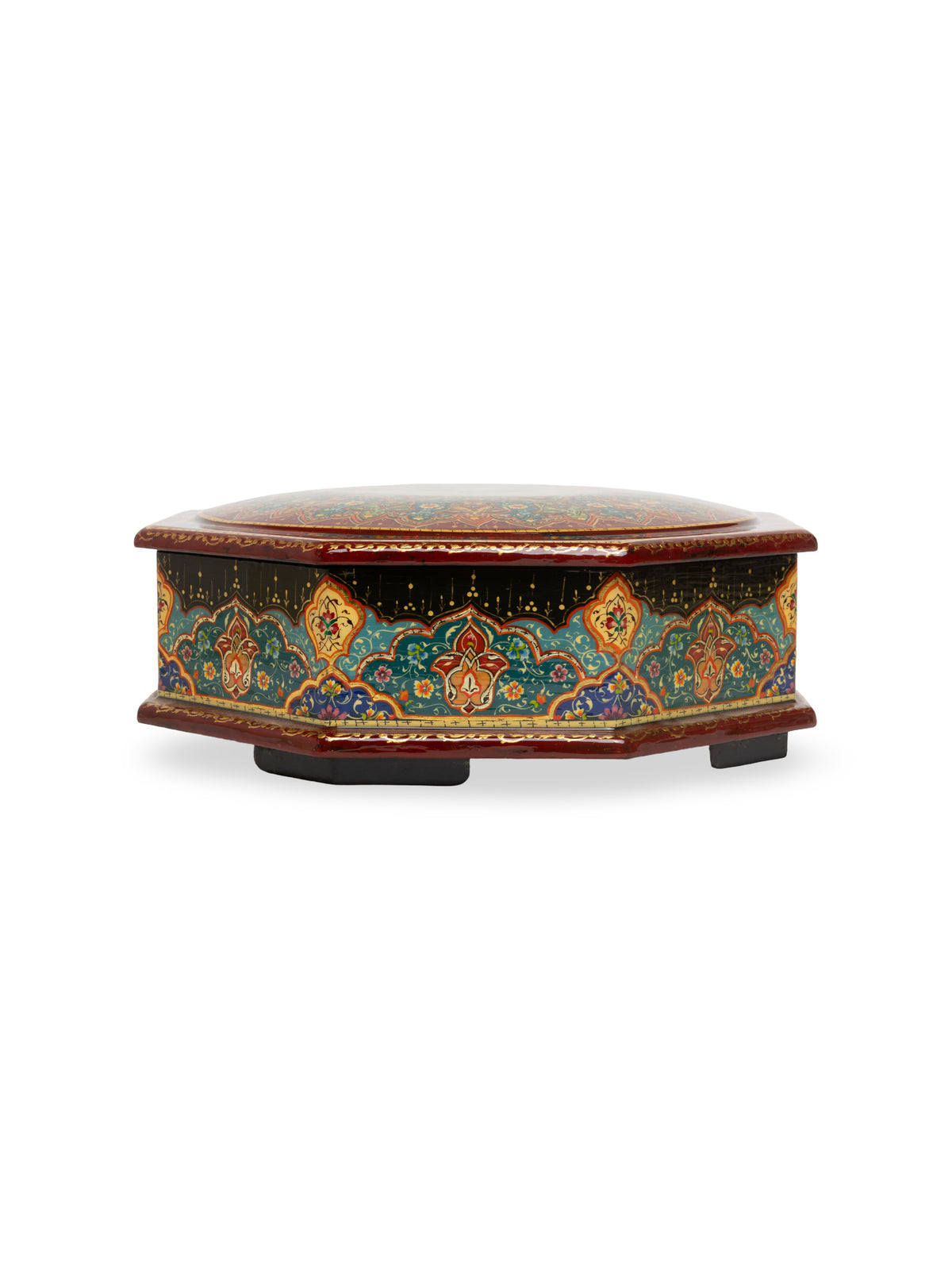 The Octagon Hand-Painted Papier-Mâché Jewelry Box