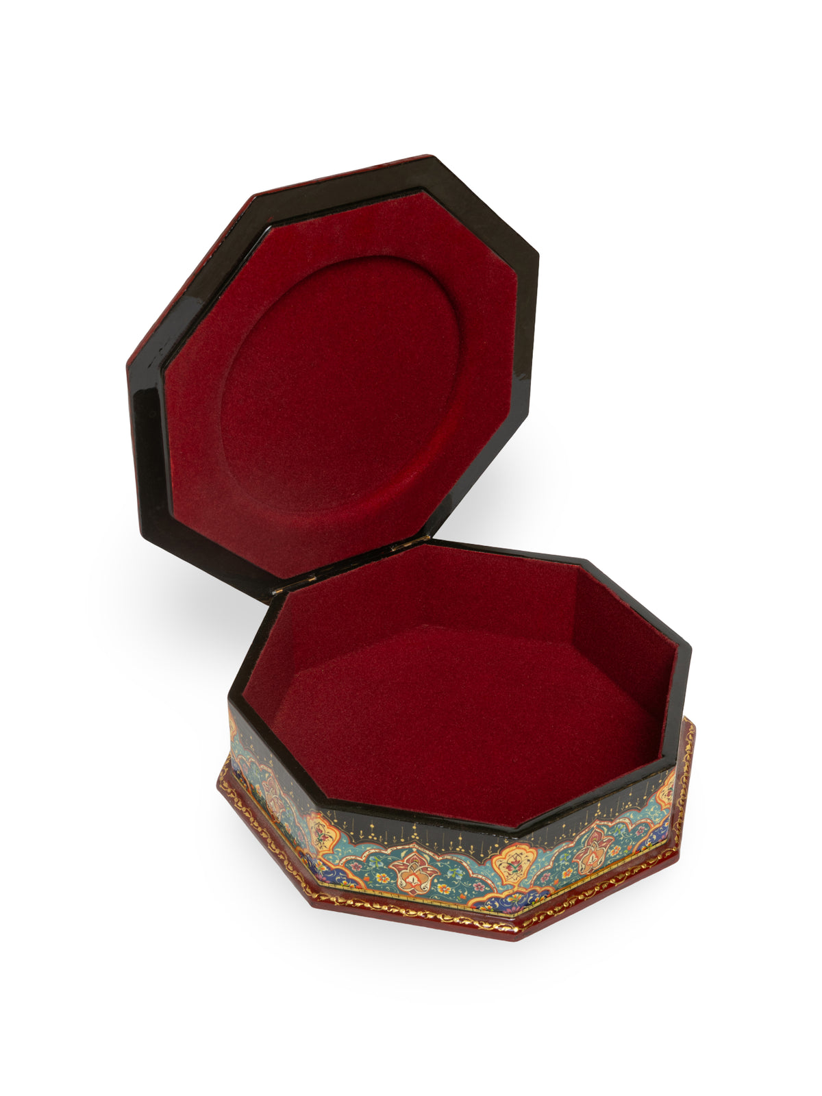 The Octagon Hand-Painted Papier-Mâché Jewelry Box