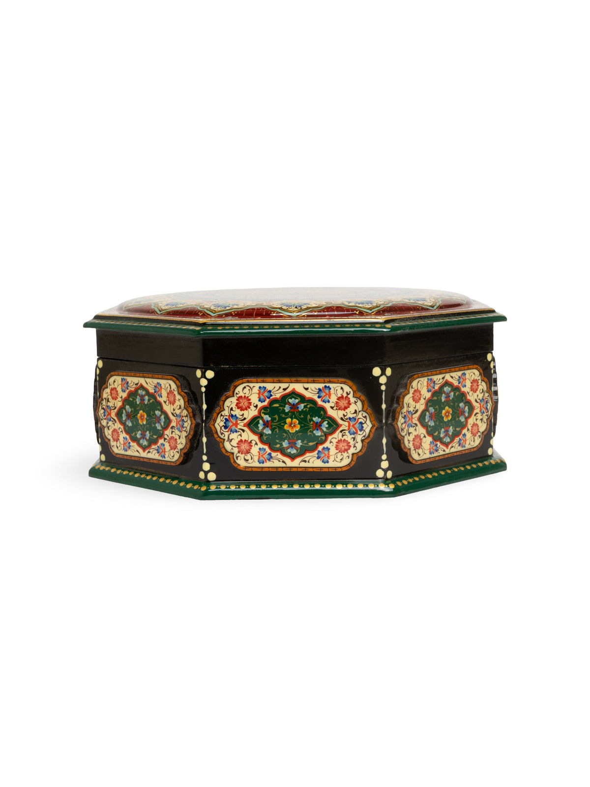 The Octagon Hand-Painted Papier-Mâché Jewelry Box