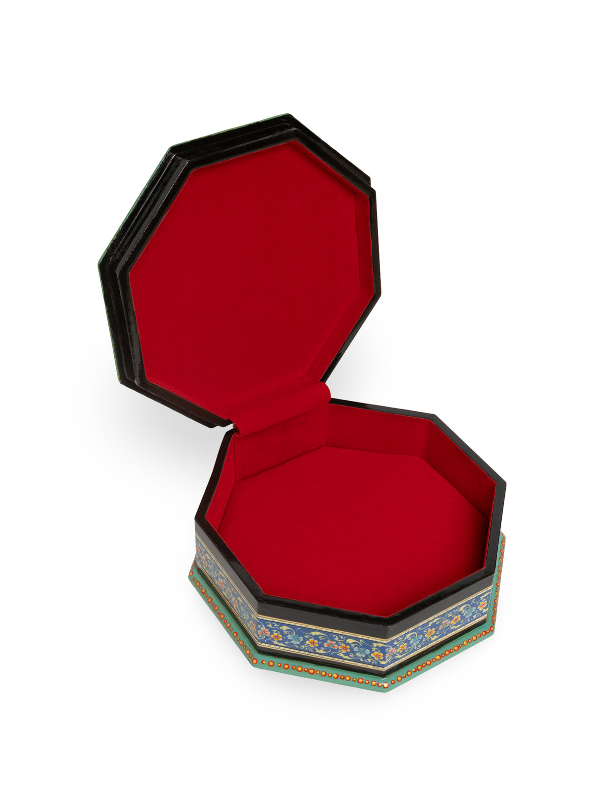 The Octagon Hand-Painted Papier-Mâché Jewelry Box