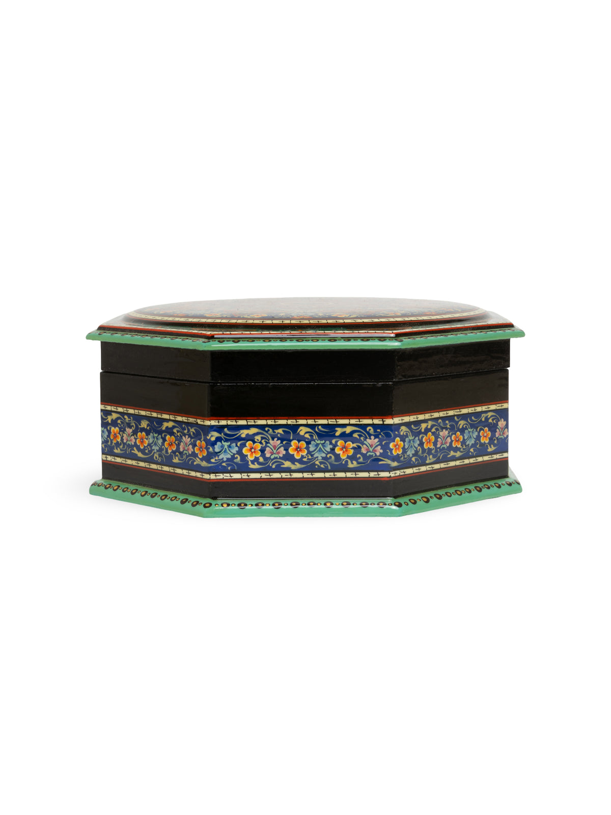 The Octagon Hand-Painted Papier-Mâché Jewelry Box