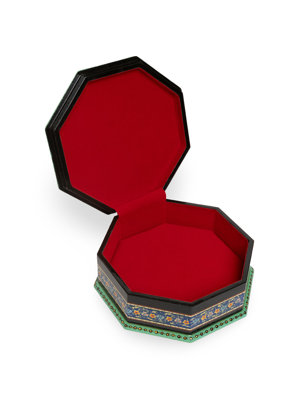 The Octagon Hand-Painted Papier-Mâché Jewelry Box