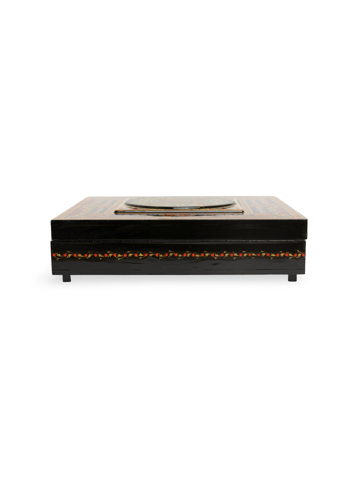 The Regal Square Hand-Painted Papier-Mâché Jewelry Box