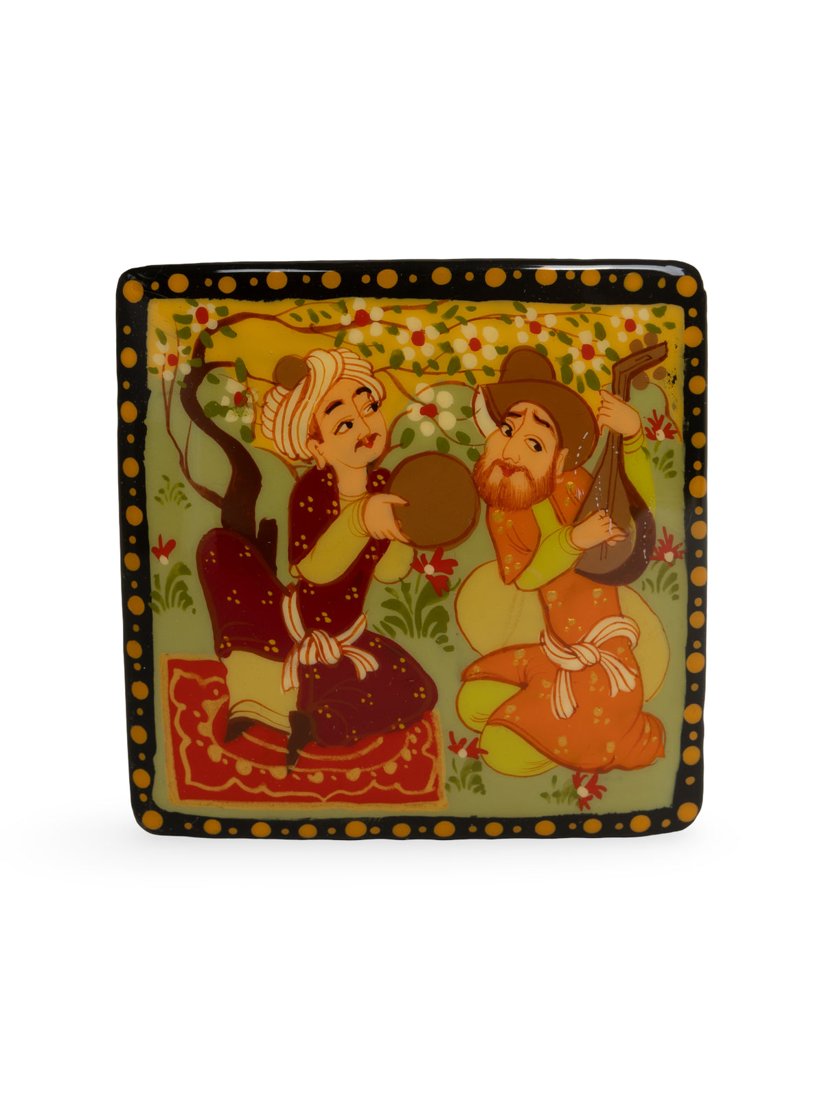 Hand-Painted Miniature Papier-Mâché Jewelry Box