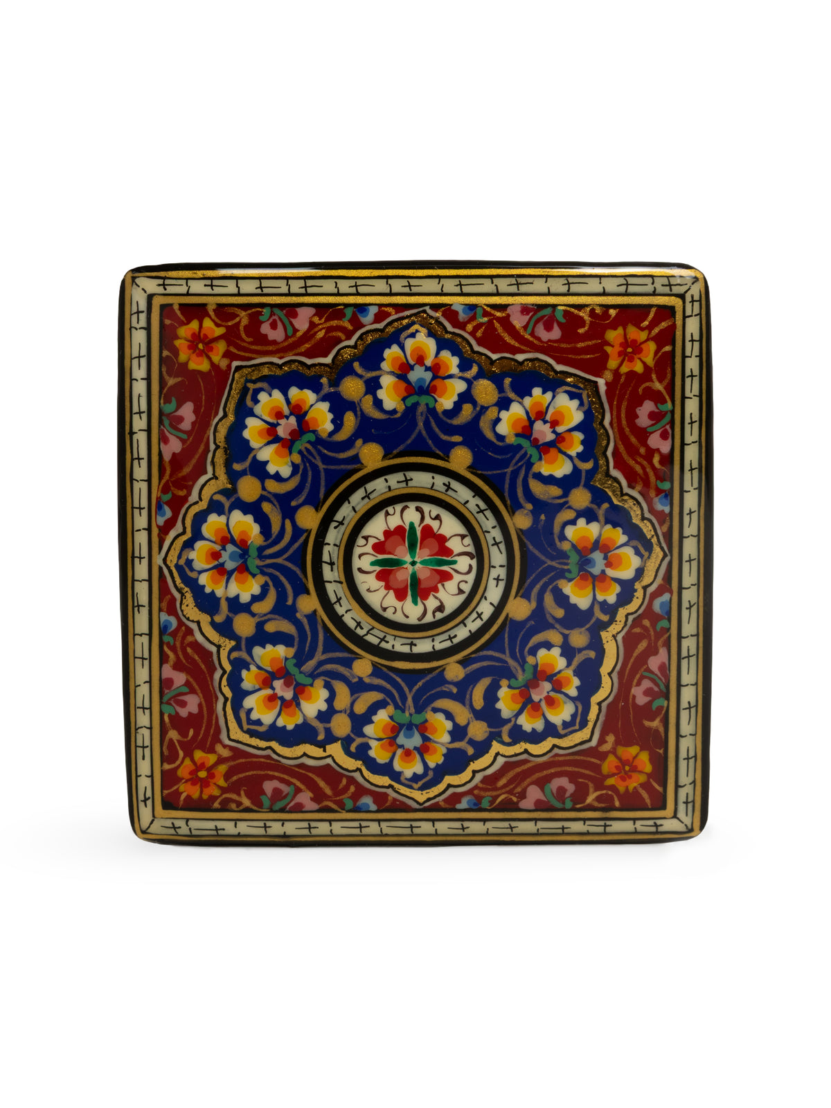 Hand-Painted Miniature Papier-Mâché Jewelry Box