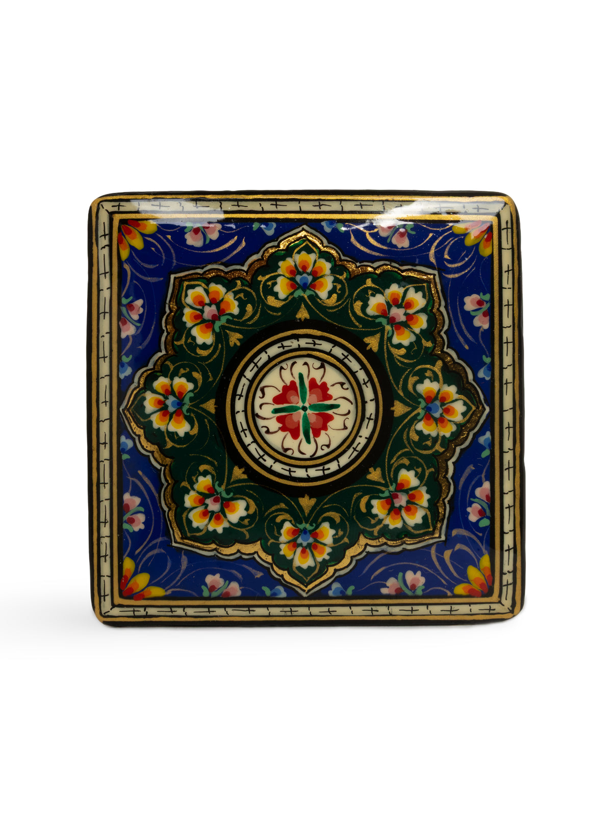Hand-Painted Miniature Papier-Mâché Jewelry Box