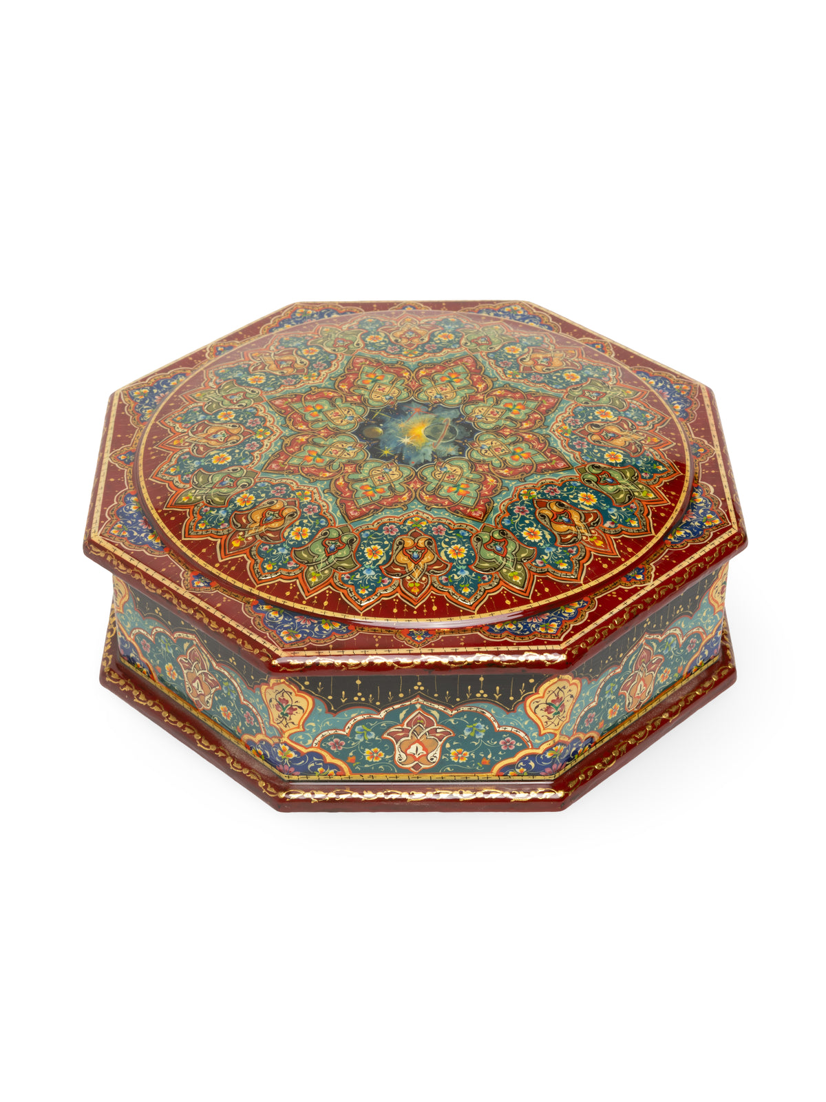 The Octagon Hand-Painted Papier-Mâché Jewelry Box