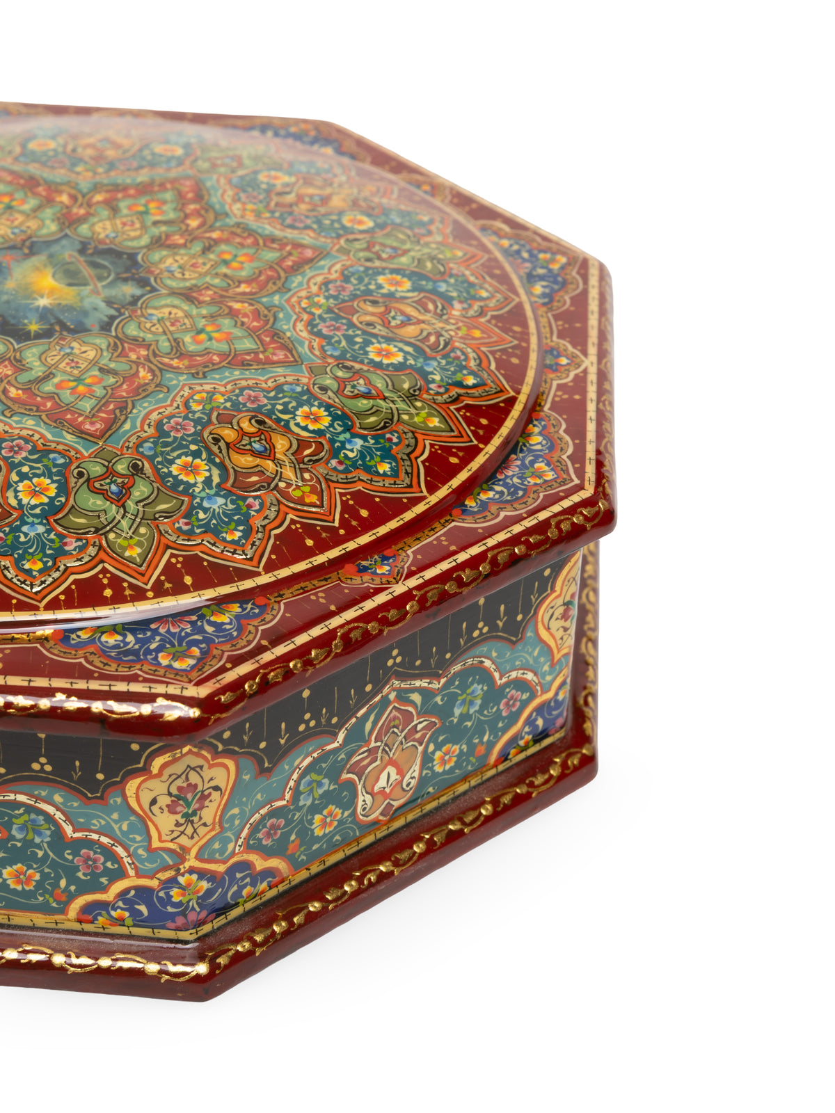 The Octagon Hand-Painted Papier-Mâché Jewelry Box