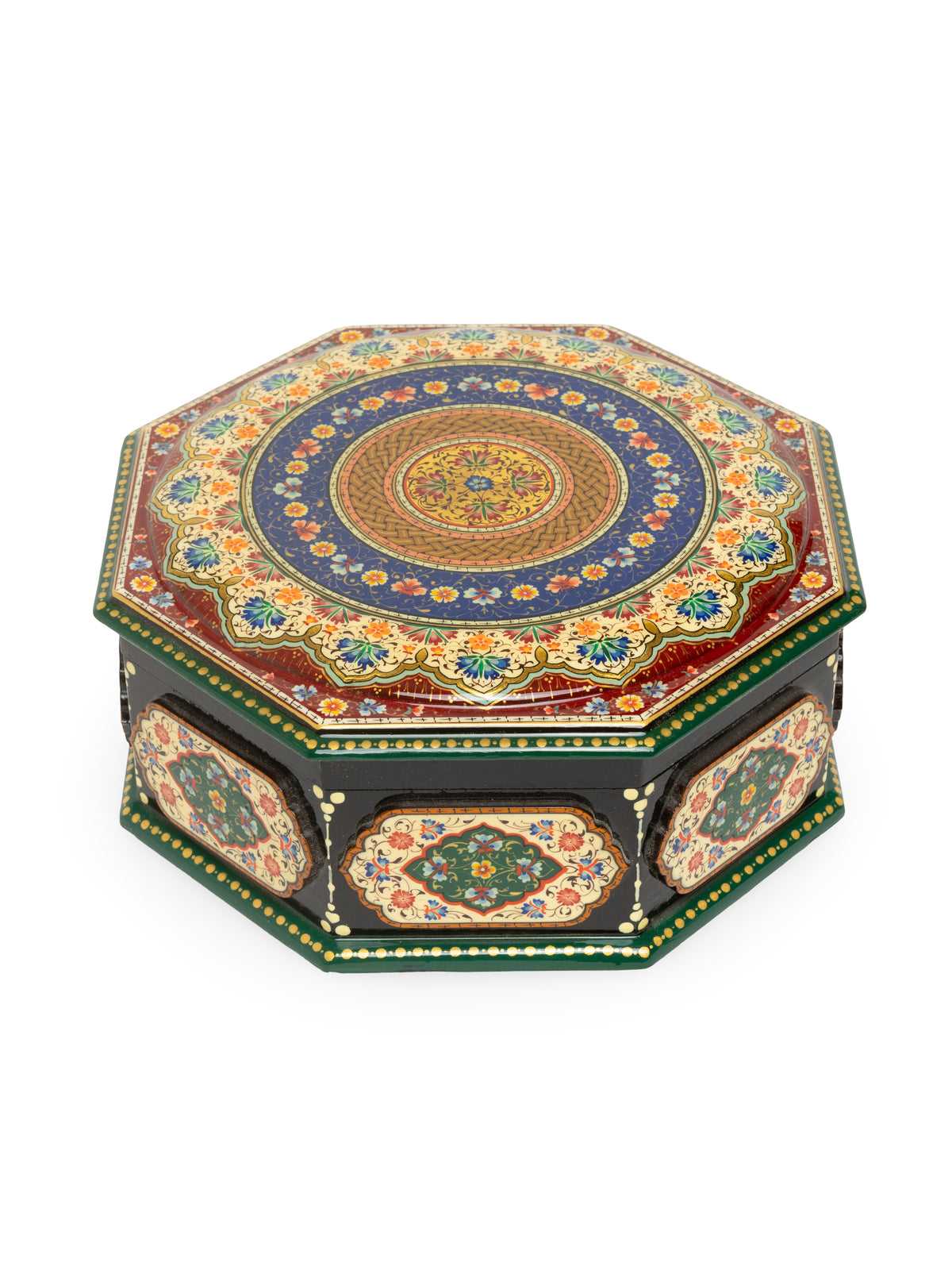 The Octagon Hand-Painted Papier-Mâché Jewelry Box