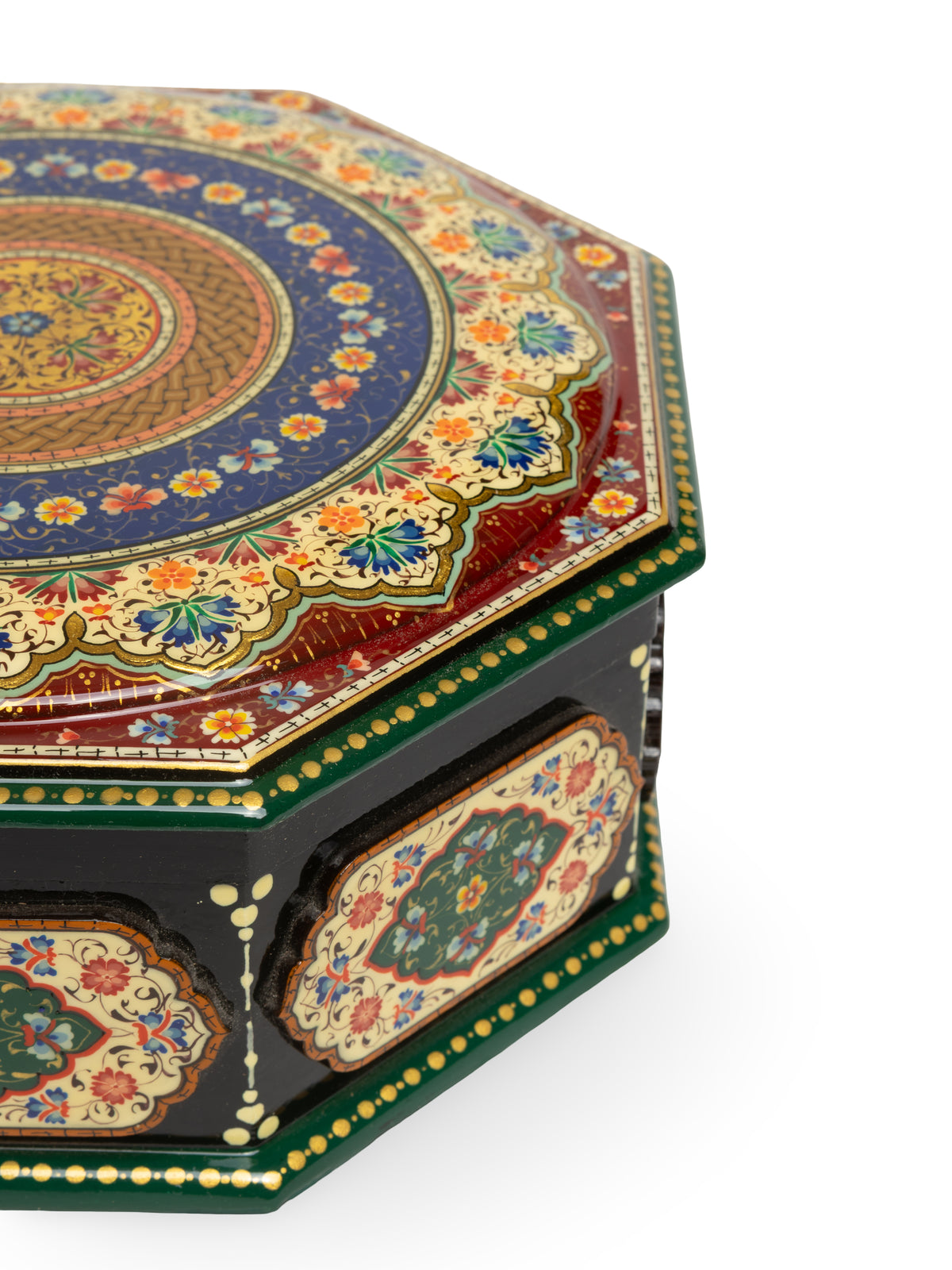 The Octagon Hand-Painted Papier-Mâché Jewelry Box