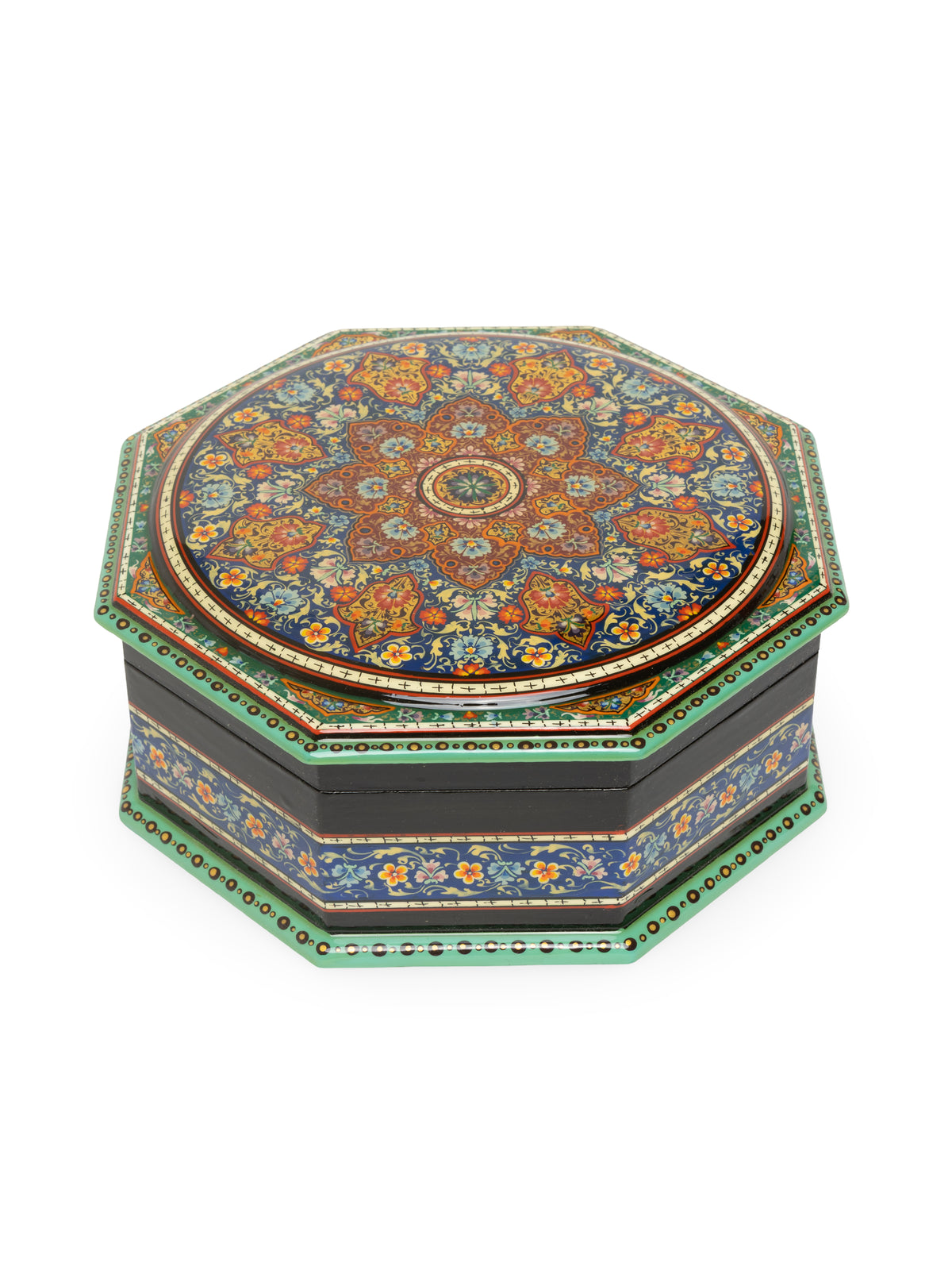 The Octagon Hand-Painted Papier-Mâché Jewelry Box