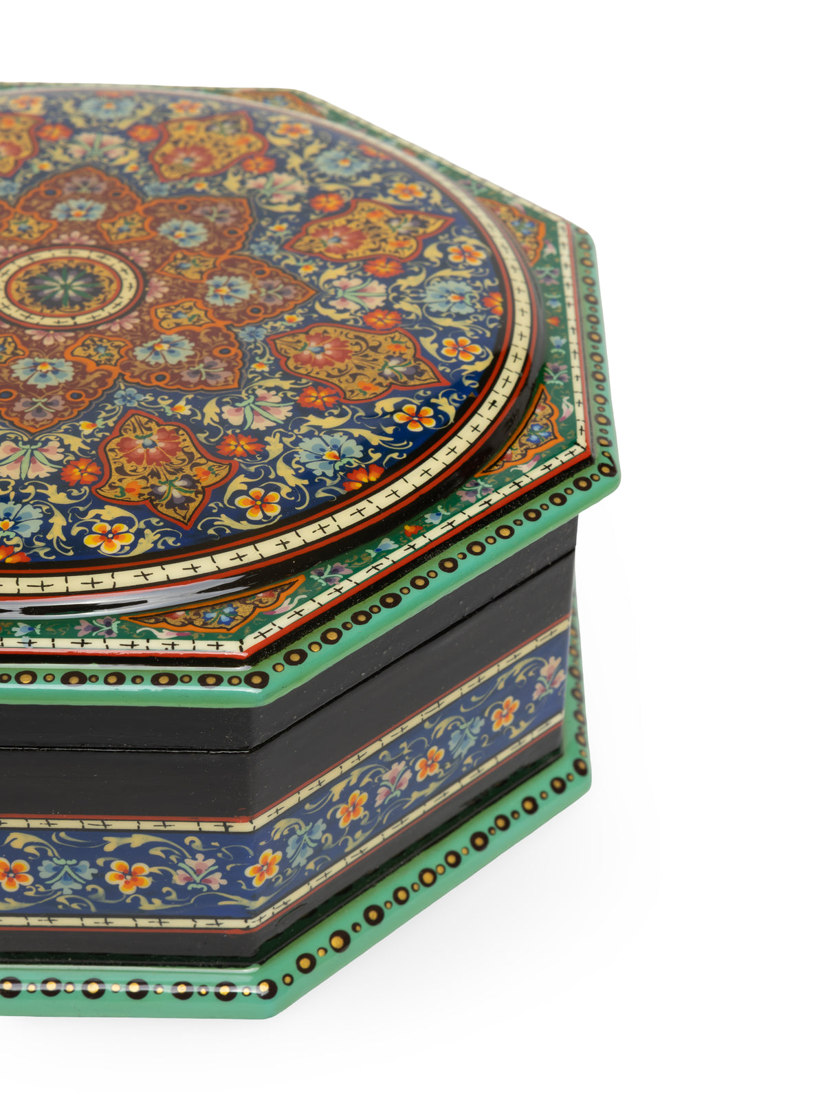 The Octagon Hand-Painted Papier-Mâché Jewelry Box