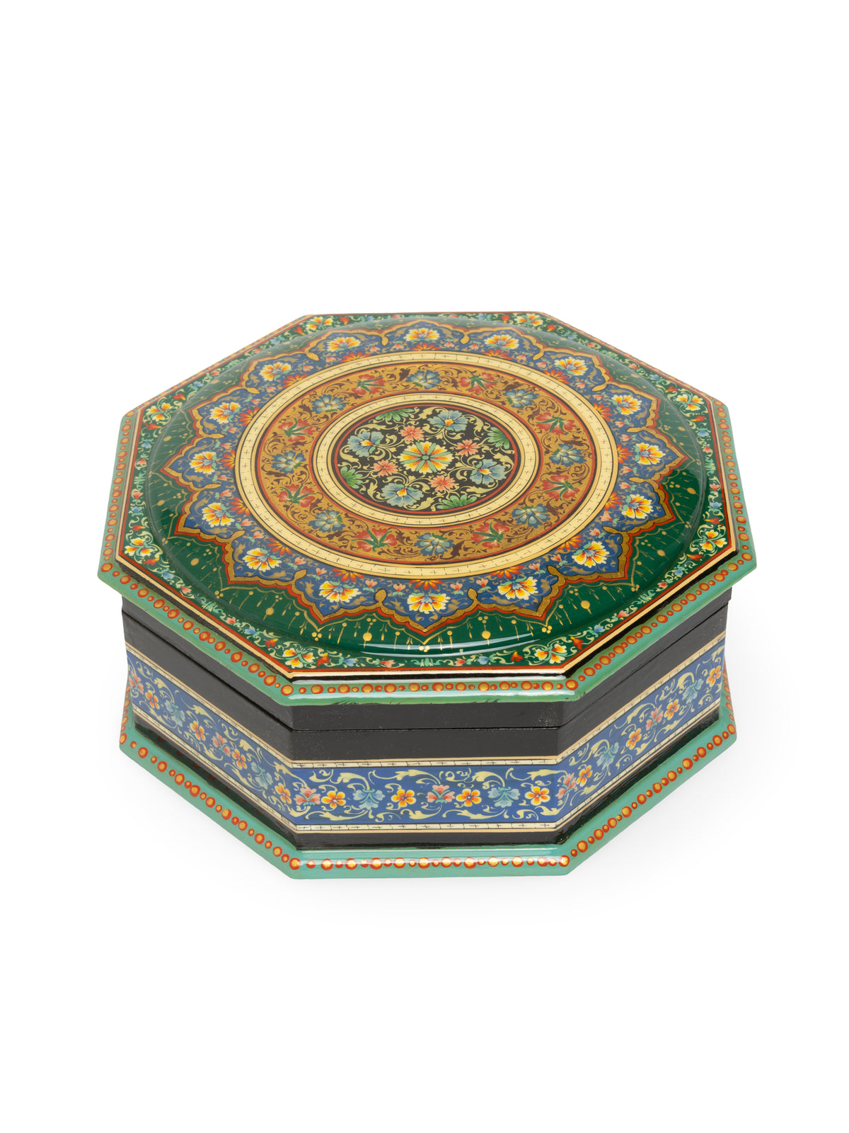 The Octagon Hand-Painted Papier-Mâché Jewelry Box