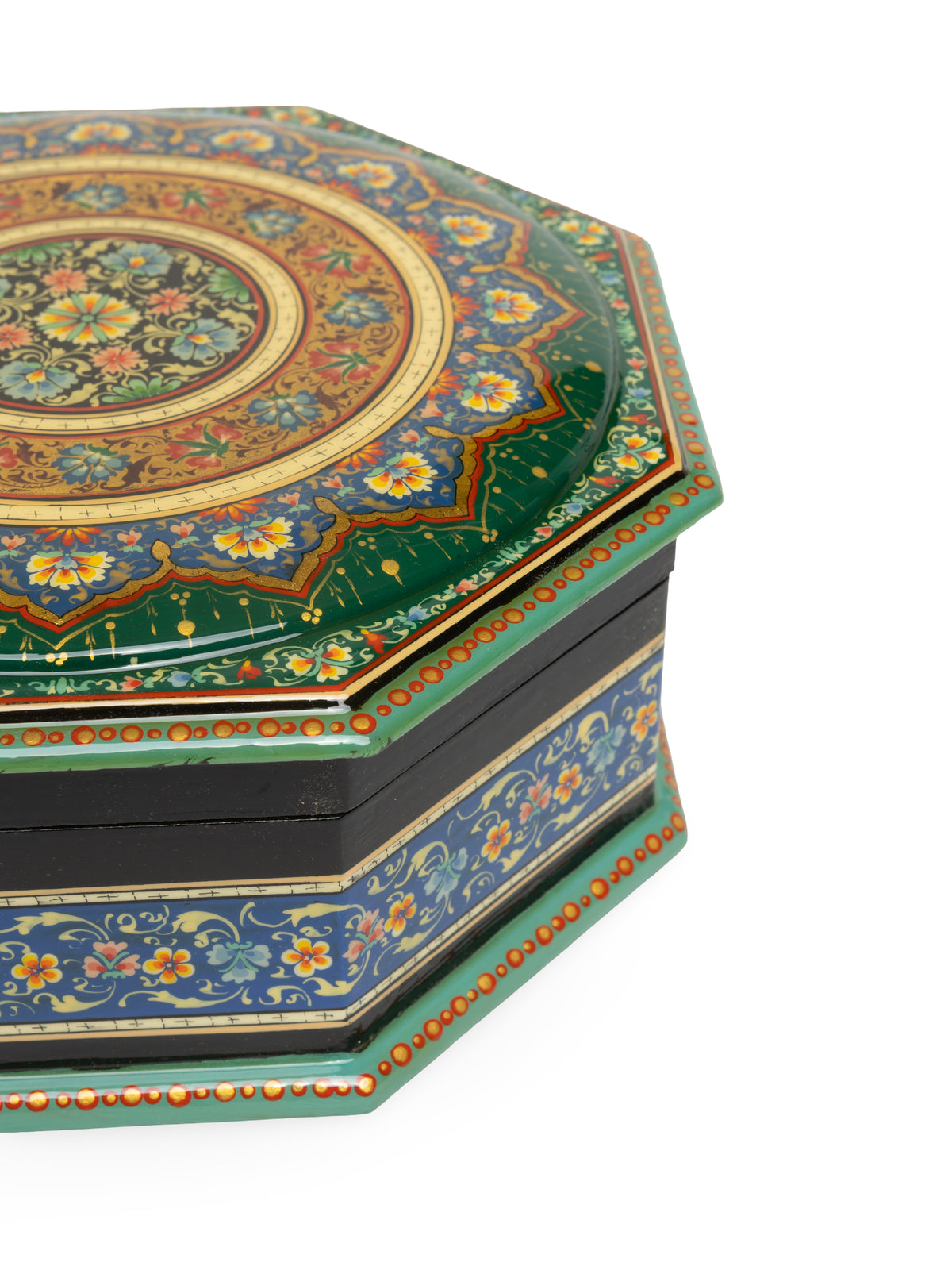 The Octagon Hand-Painted Papier-Mâché Jewelry Box